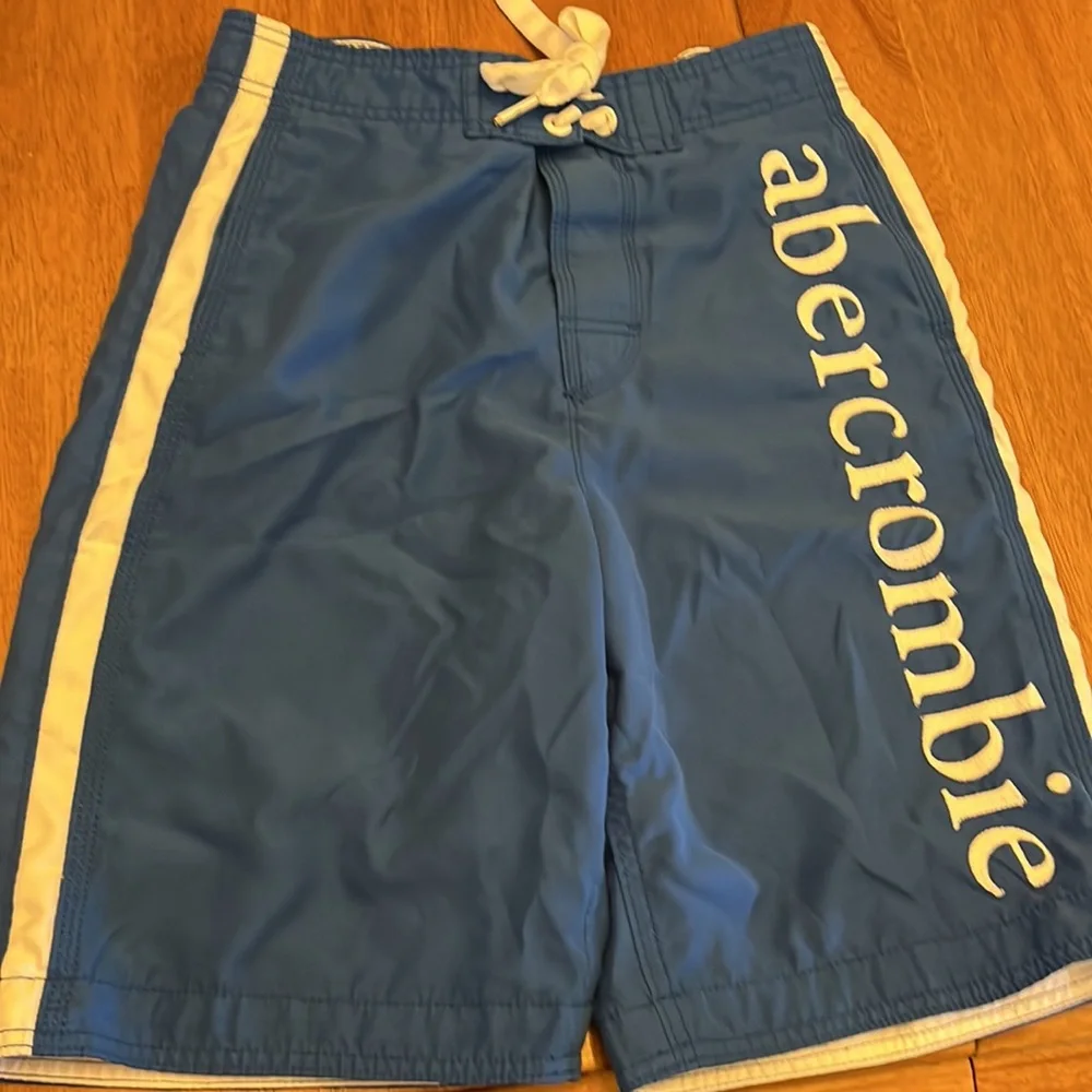 Abercrombie New York boys swimming shorts, blue with white stripe, large - Picture 2 of 4